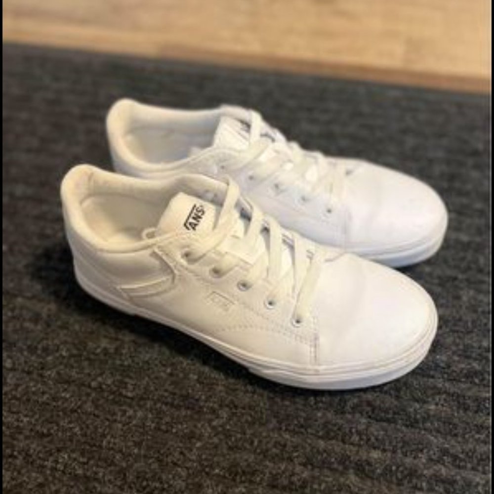 white leather vans